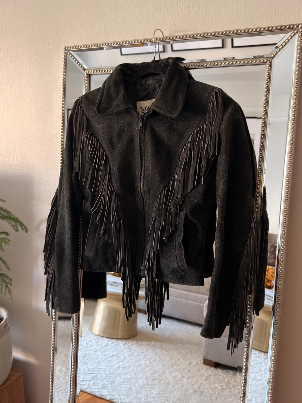 1980s Wilsons Black Suede Western Fringe Jacket